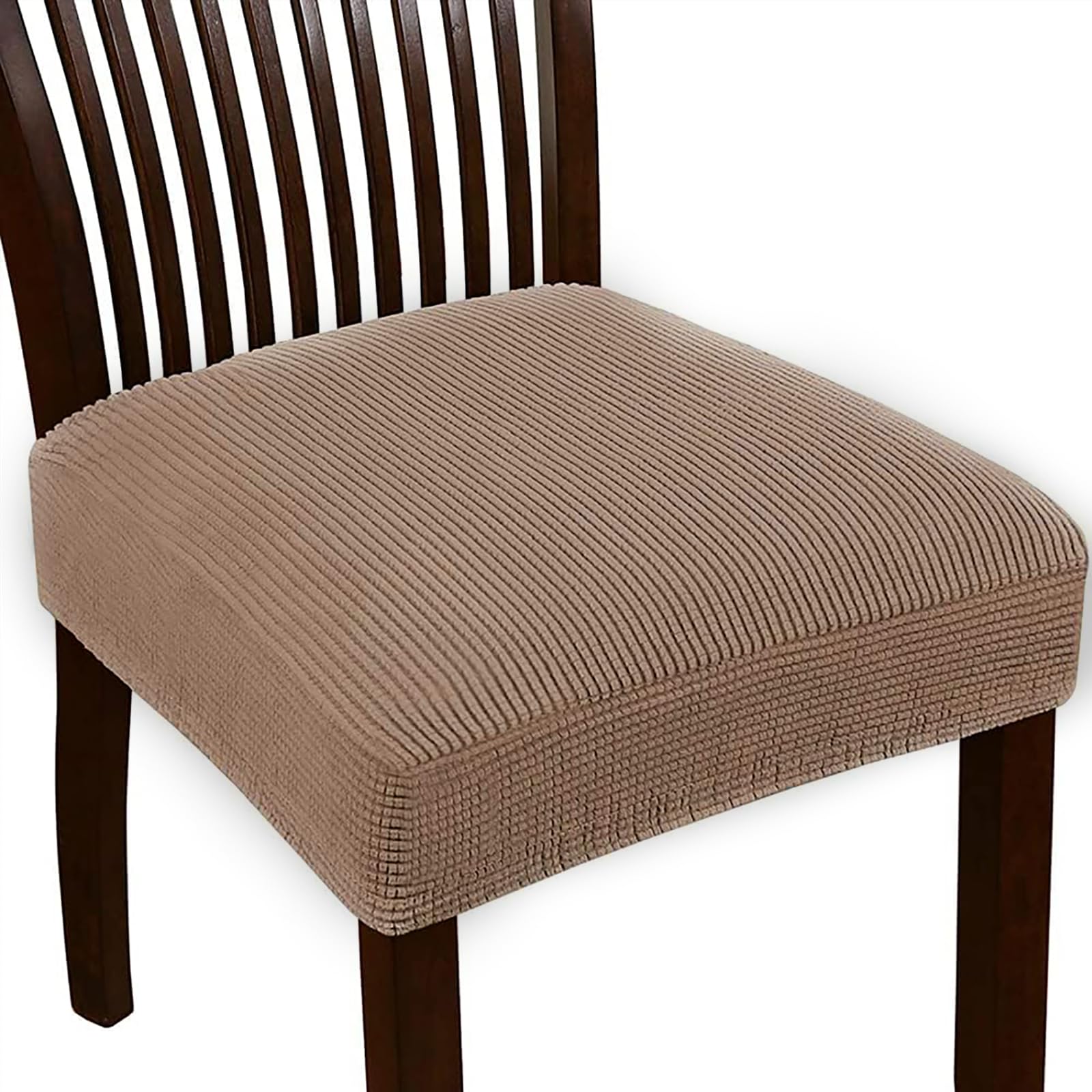 Dioxide Fundas Sillas de Comedor Pack de 4, Funda Silla Elásticas,Chair Cover Lavables Removibles, Diseño Jacquard Cubiertas Cojines para Sillas para Comedor, Oficina(Bronceado Claro, 4PCS)