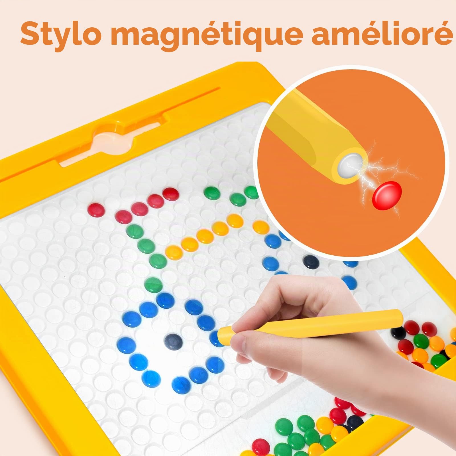 Tableau à dessin magnétique pour enfants de 4 à 8 ans, 10 cartes flash double face et haricots, jouets Montessori pour garçons et filles