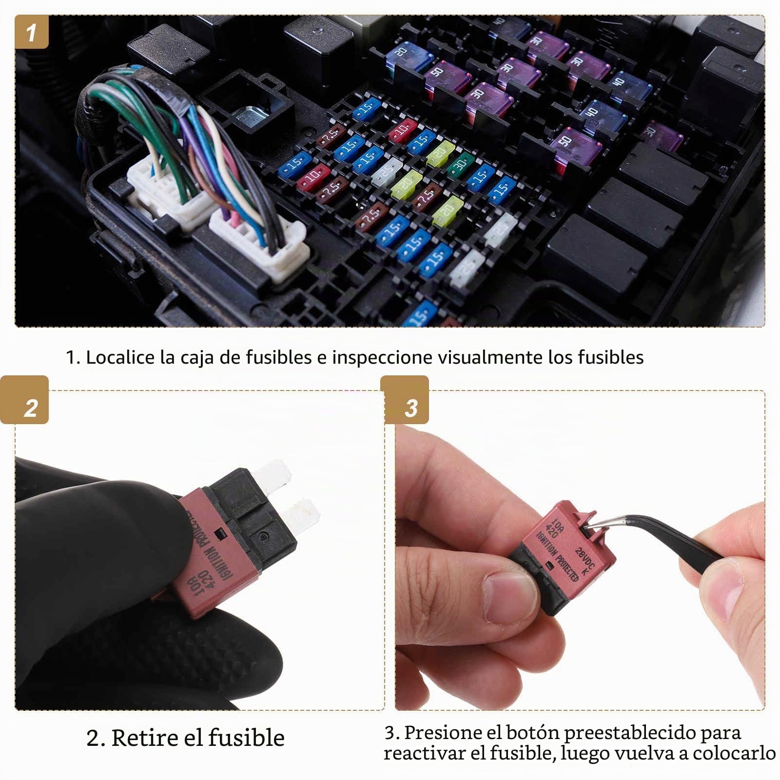 DMiotech Kit de 6 fusibles mini rearmables manuales multicolor ATC/ATO de 28 V CC y 5 A, 10 A, 15 A, 20 A, 25 A y 30 A para disyuntores de automóviles, camiones, SUV, embarcaciones ys.
