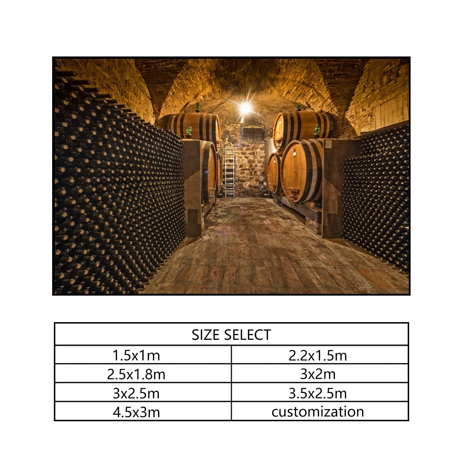 YongFoto 3,5x2,5m Vinyle Photographie Toile de Fond Cave ?vin souterraine Barils en ch?e Bouteilles ?Helle Plancher de Bois Grunge Fond de Studio Photo vidéo Photo Shooting