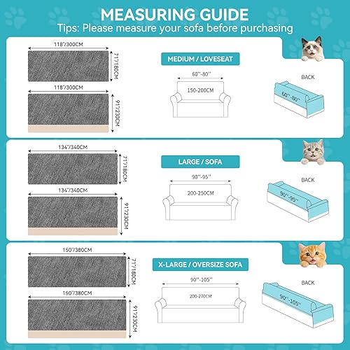 Miniatura 2 de Warmstar Protector de sofá contra las garras de los gatos, funda impermeable antideslizante para sofá de 3 cojines, funda para sofá de 3 cojines,