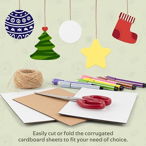 Miniatura 25 de Golden State Art Paquete de 10 hojas de cartón corrugado blanco por un lado, 12 x 12 pulgadas, insertos de cartón plano para correo, embalaje