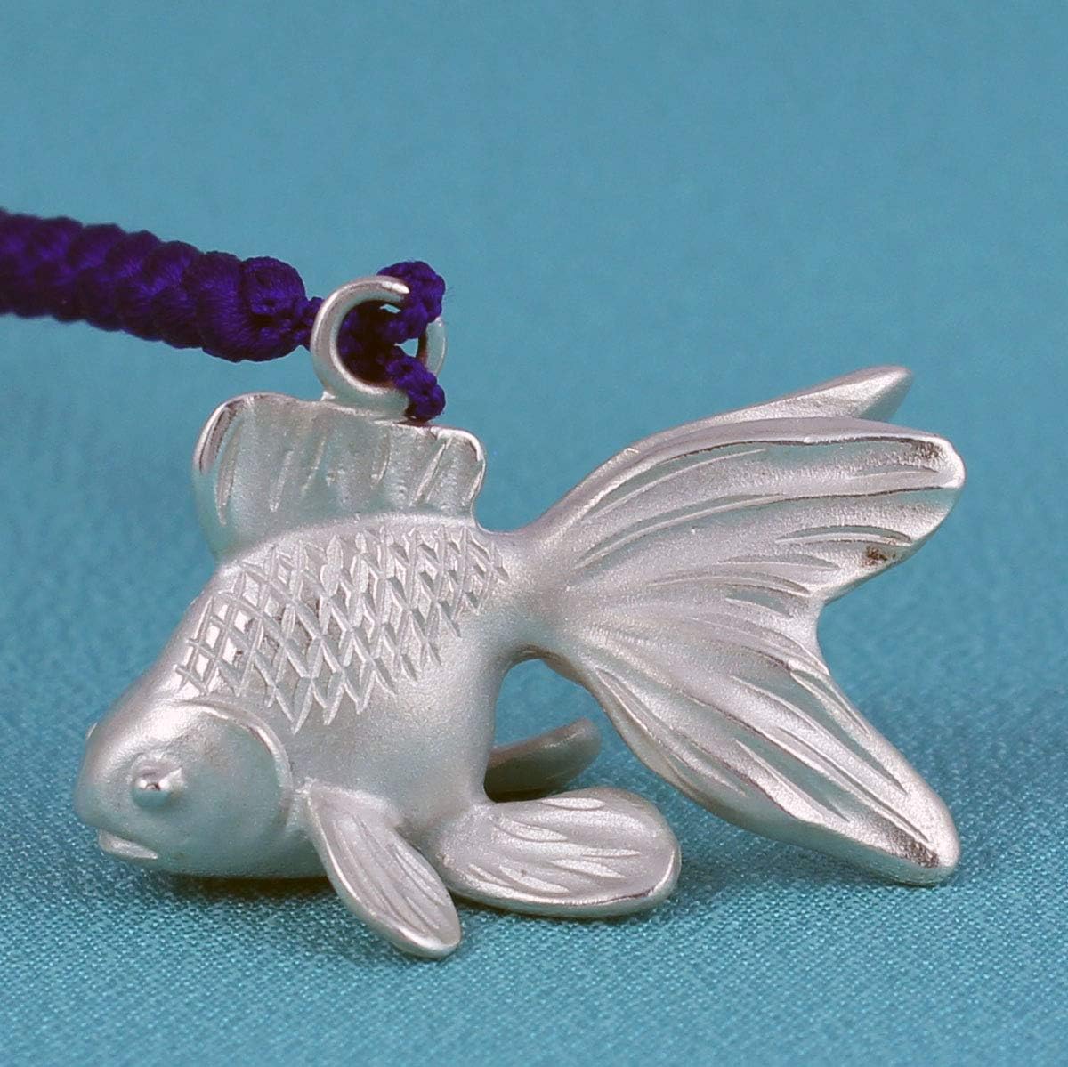 [梅都工房] 根付 銀製 金魚・きんぎょ・キンギョ 大 作品