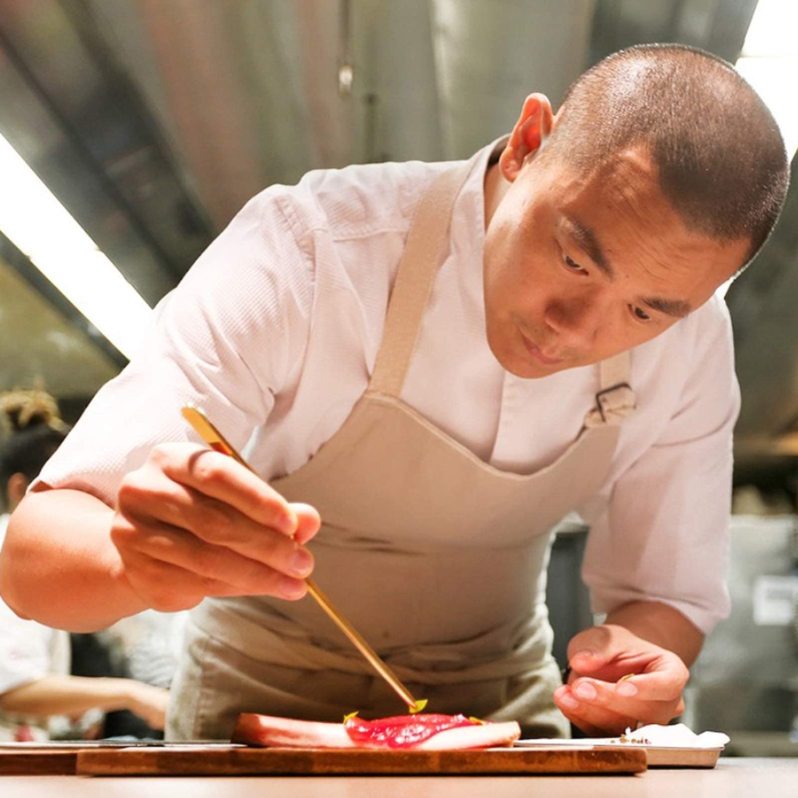 CREATIVECHEF 8 Inch Curved Stainless Steel Precision Kitchen Cooking Multi-function Tweezers Culinary Offset Tweezer Tongs (8