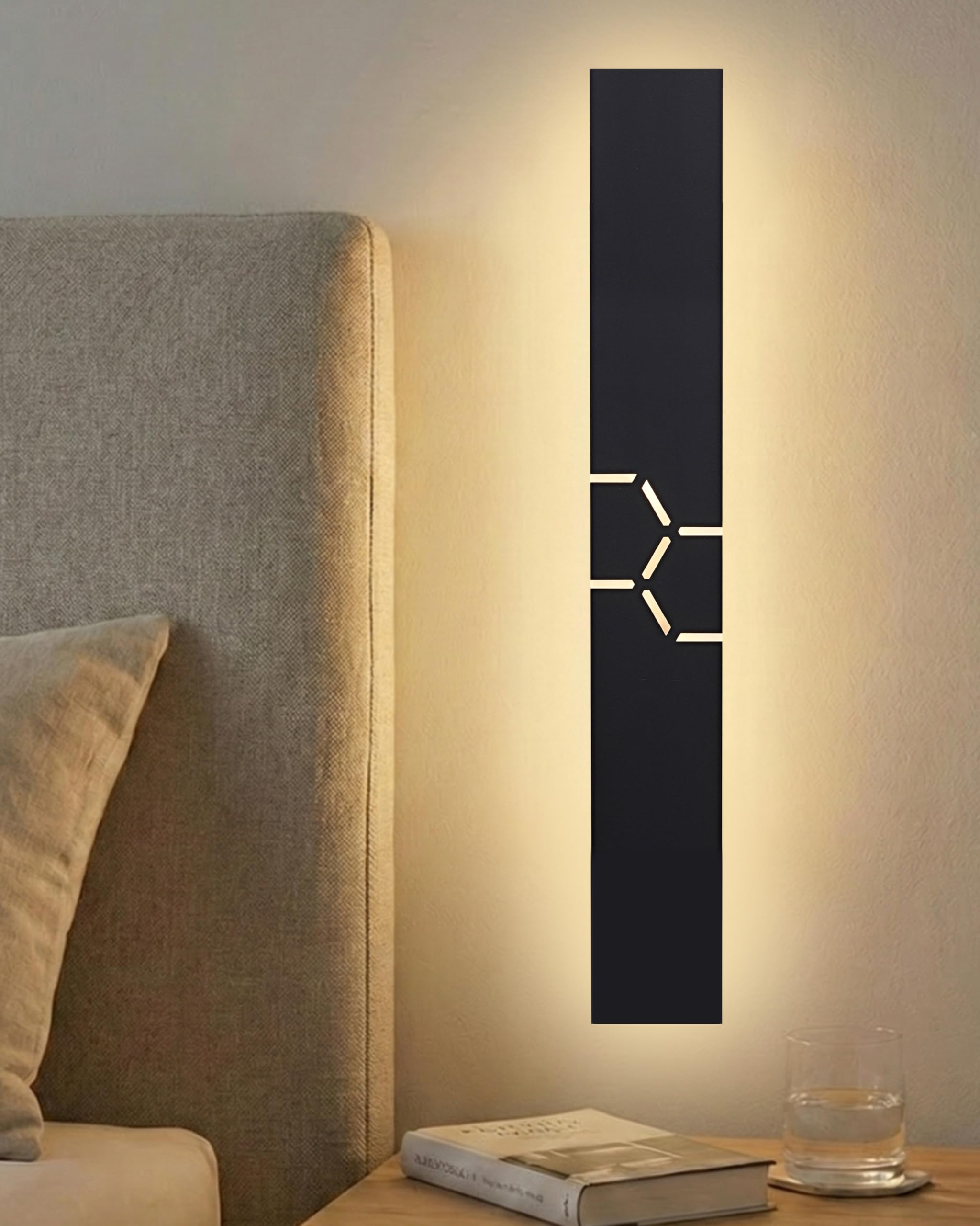LED Applique da Parete Esterno/Interni, Nero IP65 Moderne Villa Lampada da Parete Esterno, Alluminio Esterne Parete per Giardini, Terrazze, Camere da letto, Salotti, 60 * 8CM/20W Luce Calda