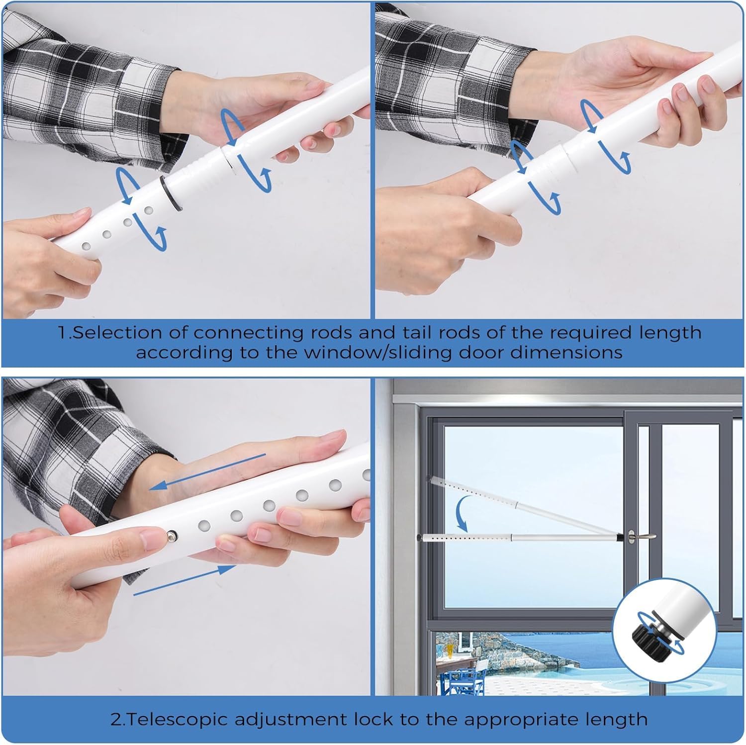 窓セキュリティバー、スライドドアセキュリティバー、チャイルドプルーフパティオアンチリフトセーフティドアジャマー、調節可能な17-50