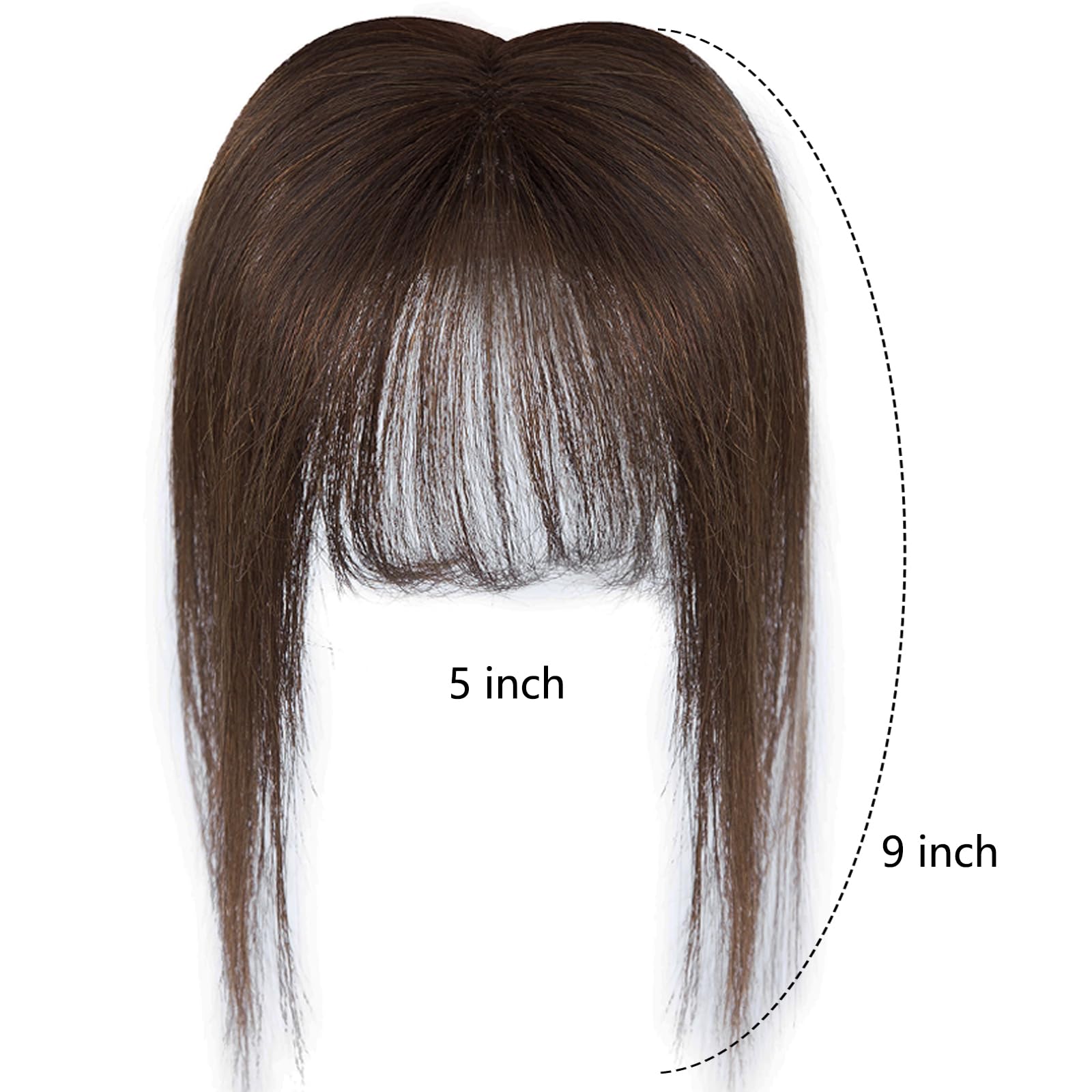 Clip in Fringe 100% Human Hair Bangs Clip in 360 3D Coverage Fringe for Women Daily Wear Dark Brown, Dark Brown-3D bangs, 5 in - Image 2