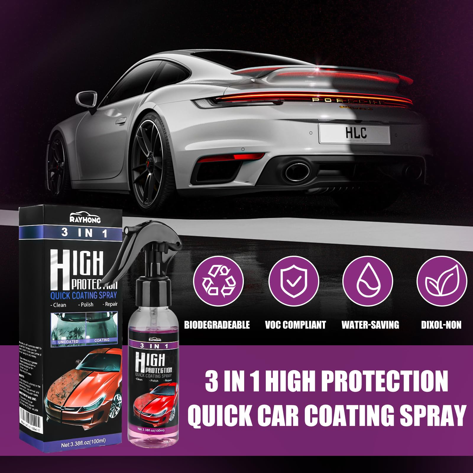 HIGH PROTECTION 3IN1 SprayPolish Pour Voiture Enlève Les