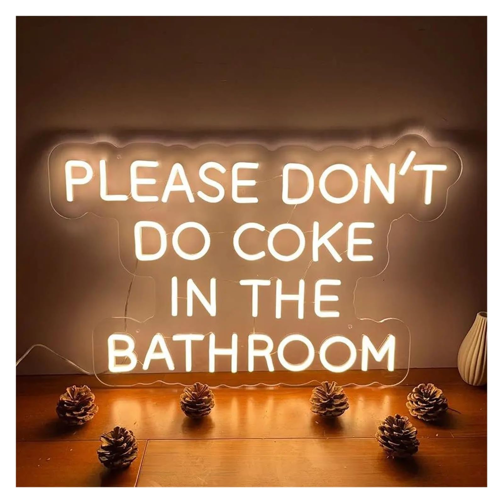 Sign Lamp Please Don't Do Coke in The Bathroom Neon Sign for Bathroom Wall Decor LED 55X35cm(Warm White)