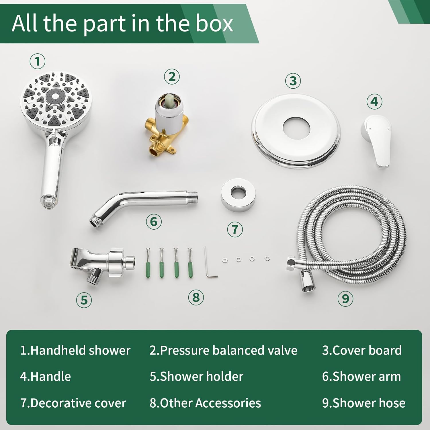 Shower Faucet Set with 7 Functions Handheld Shower Head Filter Shower Combo Set Shower System Shower Trim Kit Chrome Polished