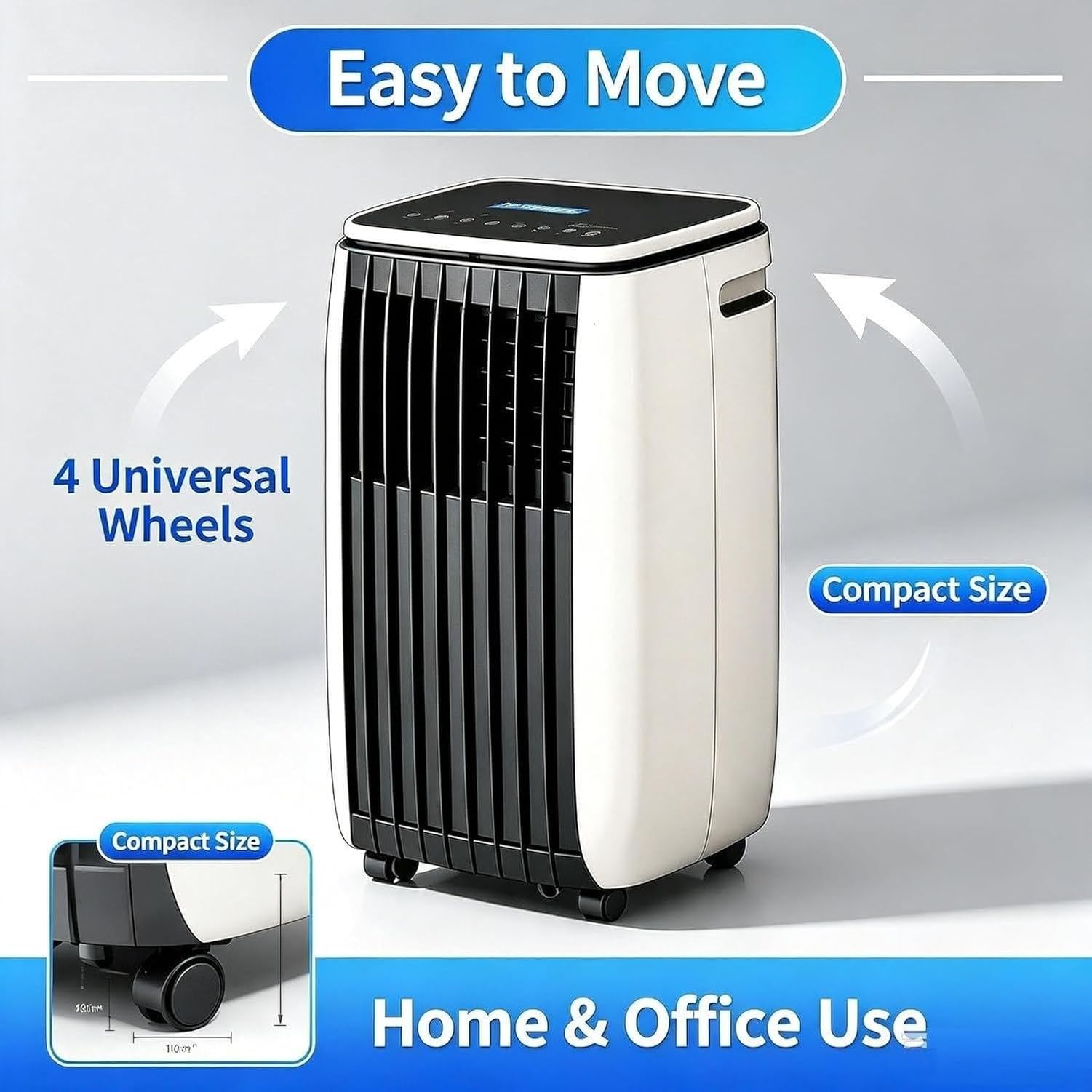Aire Acondicionado Portátil 14000 BTU 2 en 1 Frío y Calor, Unidad Móvil de Pie con Ruedas y Mando a Distancia, Climatizador para Todo el Año, C+12000 Btu, C+12000 BTU