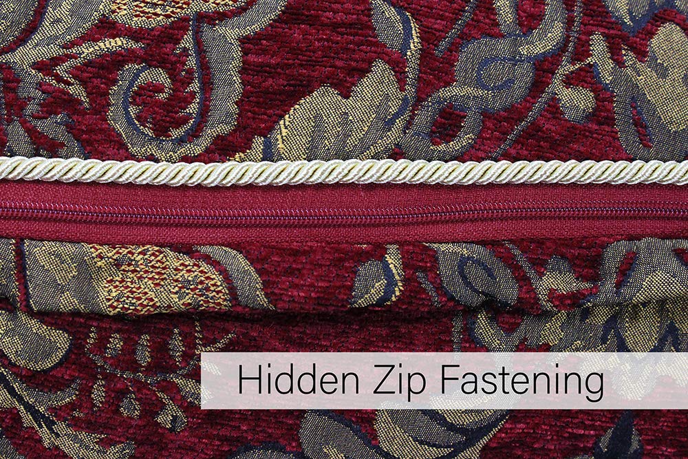Paoletti Shiraz Federa Per Cuscino Jacquard Floreale – Verde Smeraldo E Oro, 100% Poliestere, Reversibile