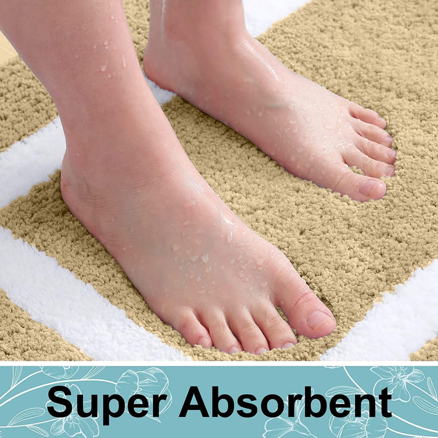 Homaxy Alfombra de baño antideslizante y lavable, suave microfibra, 60 x 120 cm, color beige