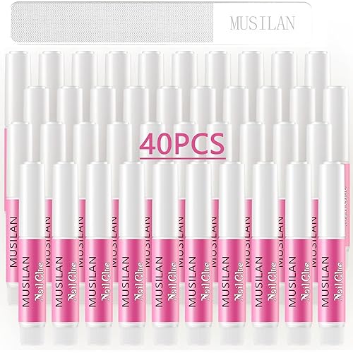 MUSILAN Nail Glue,Super Strong & Long-Lasting & Ultra Quick 40PCS Nail Glue for Acrylic Nails Press on Nails Professional Nail Gel for Stick On Nail Tips & Acrylic Nails & Nail Art Supplies 0.07OZ/PCS