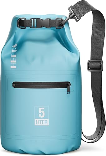 Miniatura 1 de HEETA Bolsa seca impermeable con bolsillo frontal con cremallera para mujeres y hombres, 5L10L20L30L40L, bolsa de almacenamiento en seco ligera para
