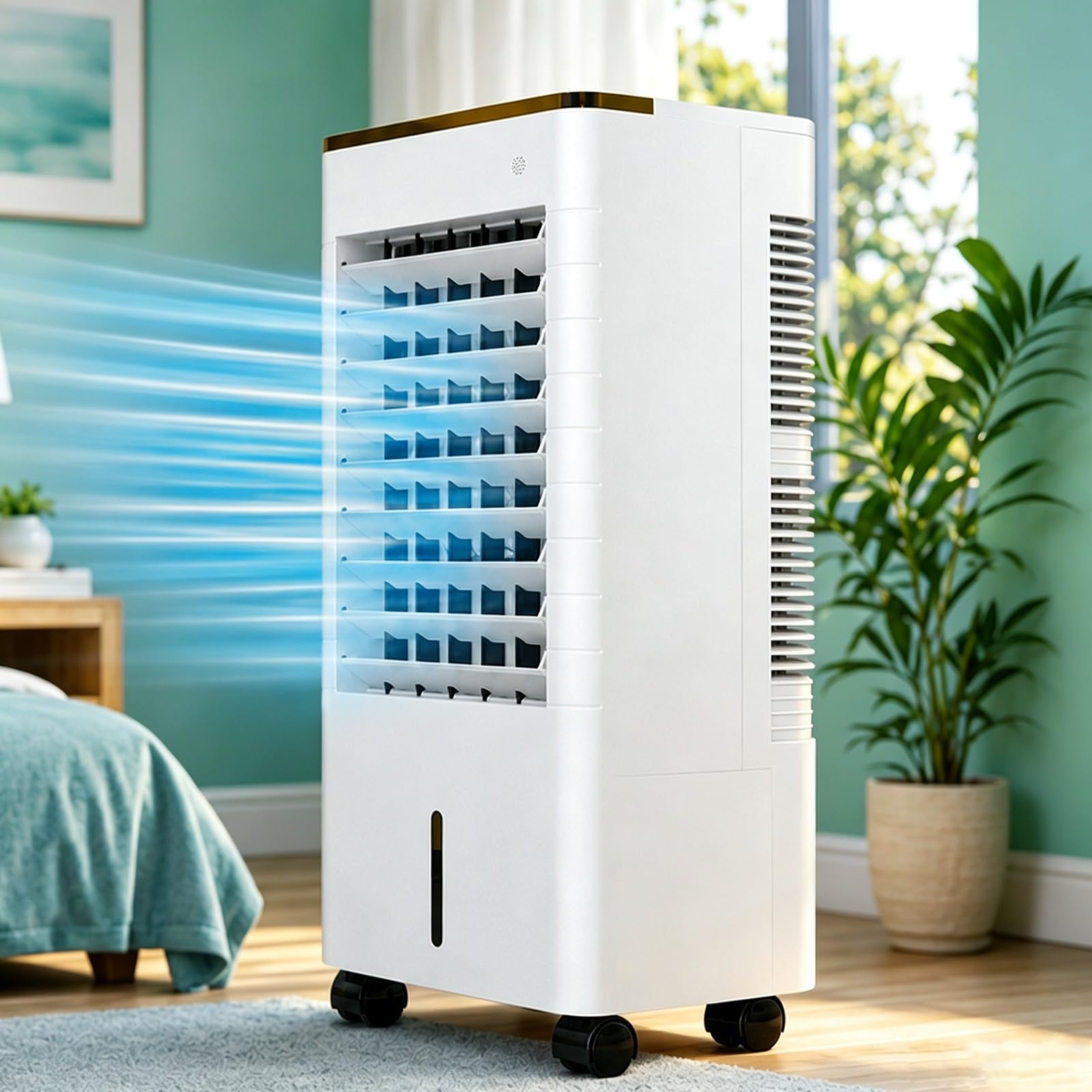 Yqyc Portable Swamp Cooler, 3-in-1 Evaporative Air Cooler with Remote for Bedroom, Dorm, Shop & Commercial Space Cooling
