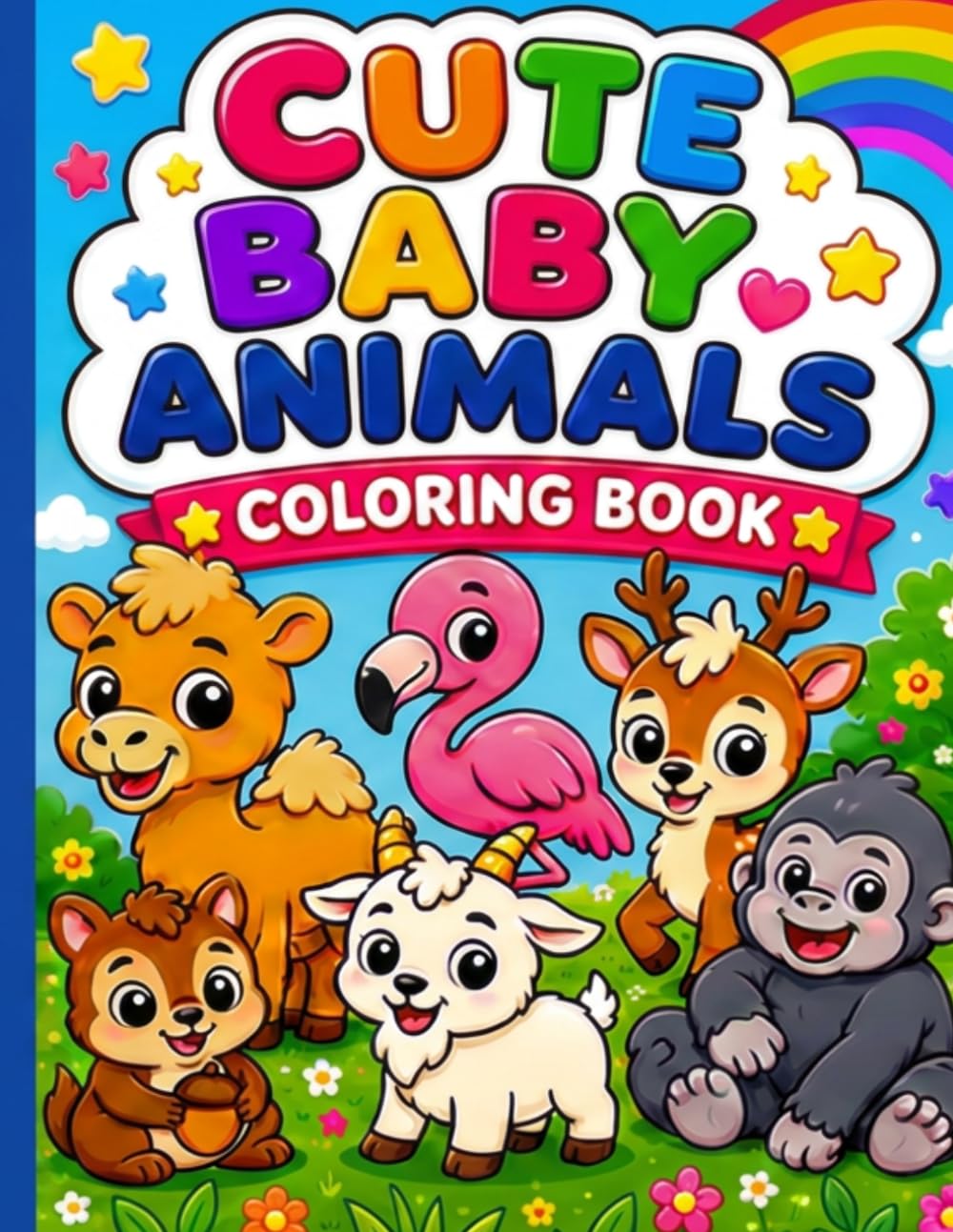 Cute Baby Animals Coloring Book: 50 Simple and Adorable Animal Coloring Pages for Relaxation and Fun