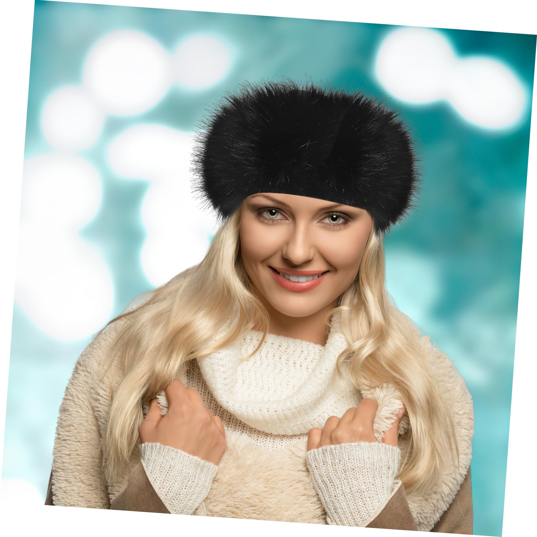 5pièces Bandeau Fausse Pour Femmes Accessoire Capillaire Chaud Et Élégant Parfait Pour Hiver Sorties