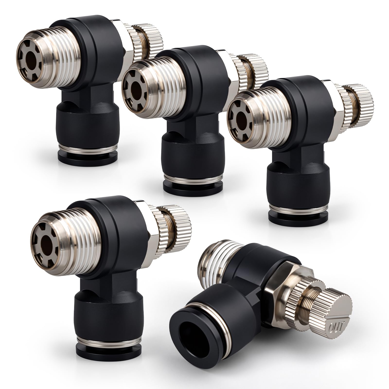 SL10-02 10 mm Inch Pipe OD x 1/4 Inch BSP Angle 90 Degree Speed Fitting for Connecting Air Line Pack of 5