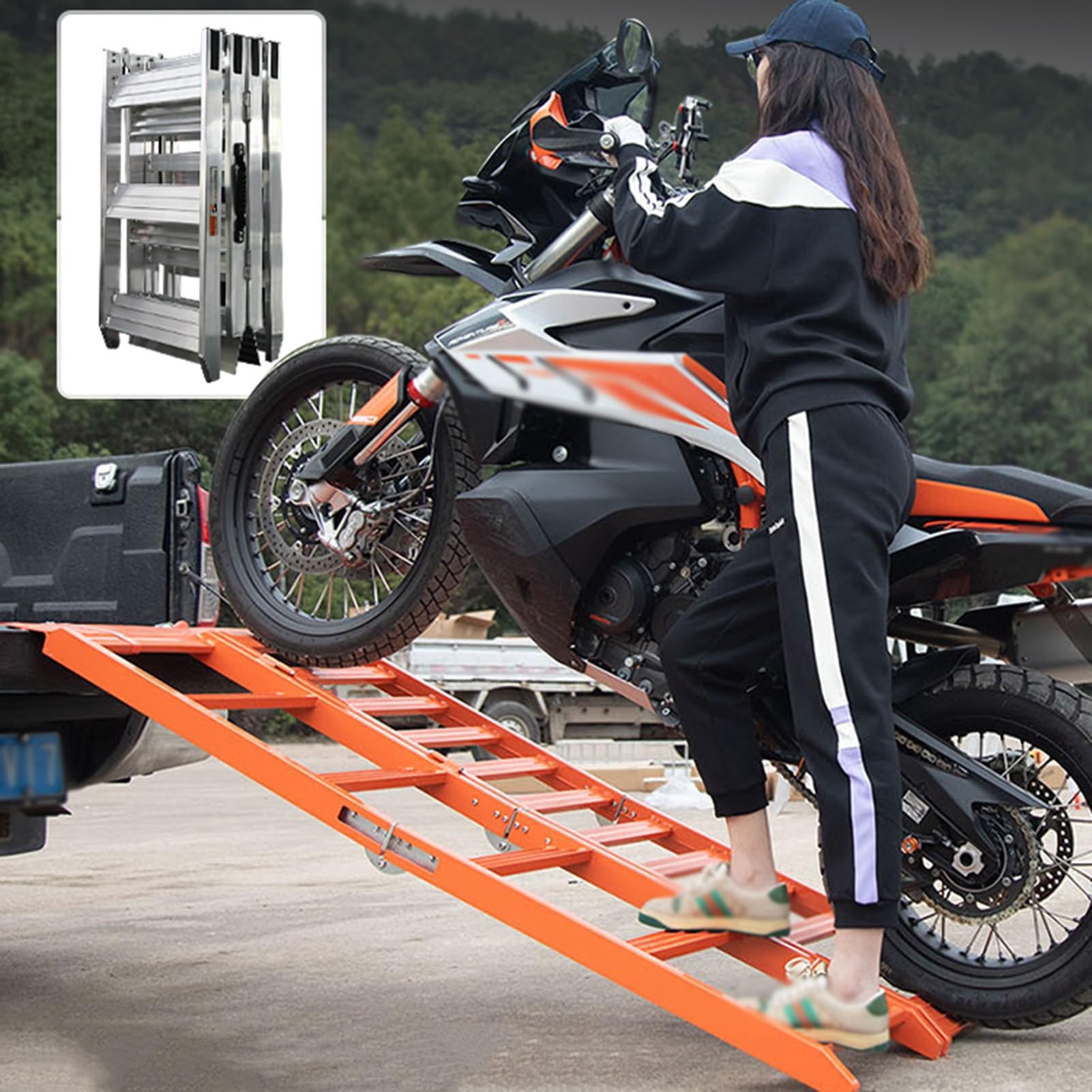 Motocicleta Rampa 749LBS Peso Capacidad, Camión Cargando Rampas Para Bicicletas Cuatriciclo Todoterreno Scooters Cortacésped(2pcs)
