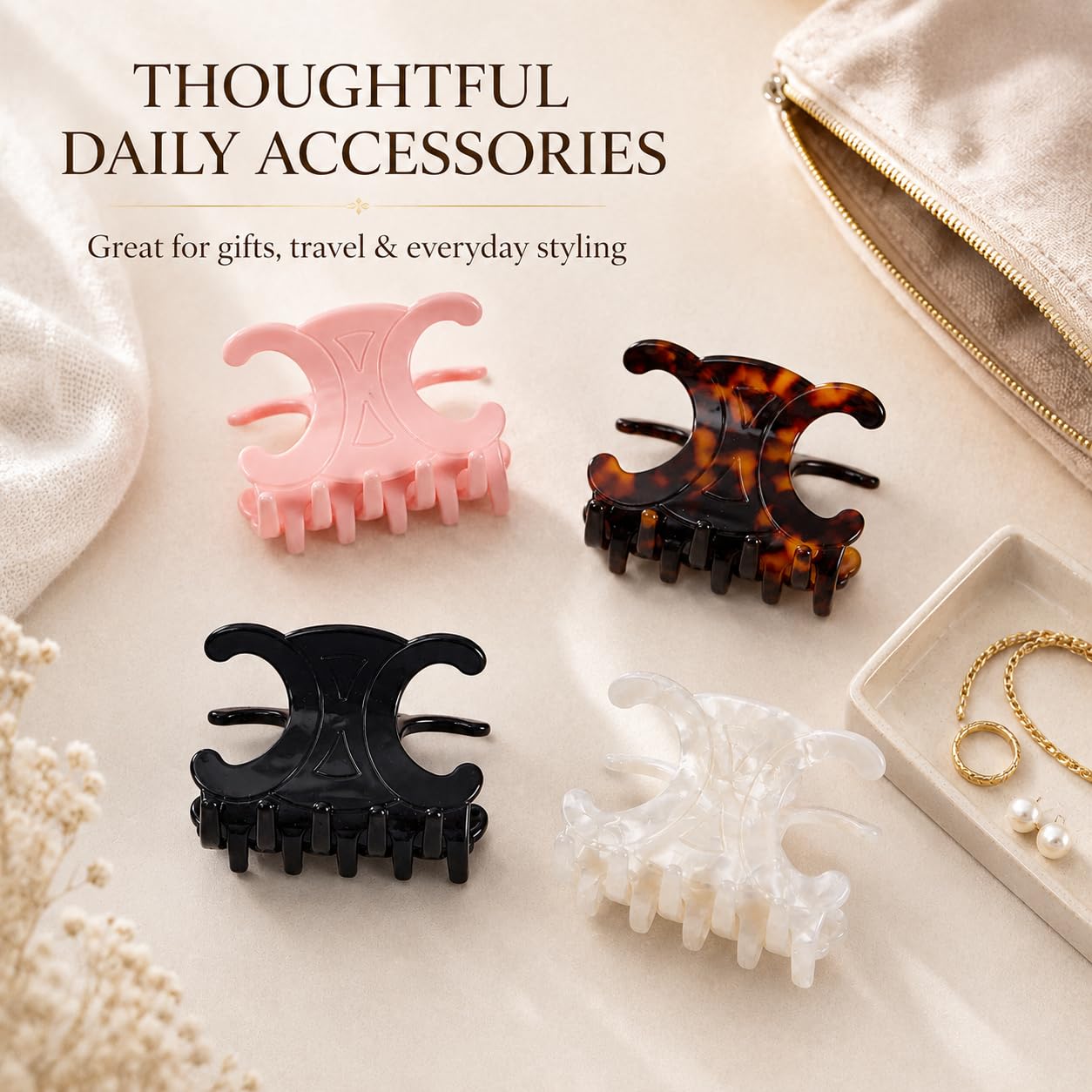 Boho Medium Size Butterfly Claw Clips 4pc Set Jumbo Butterfly Claw Clip – Share Studio main image 4