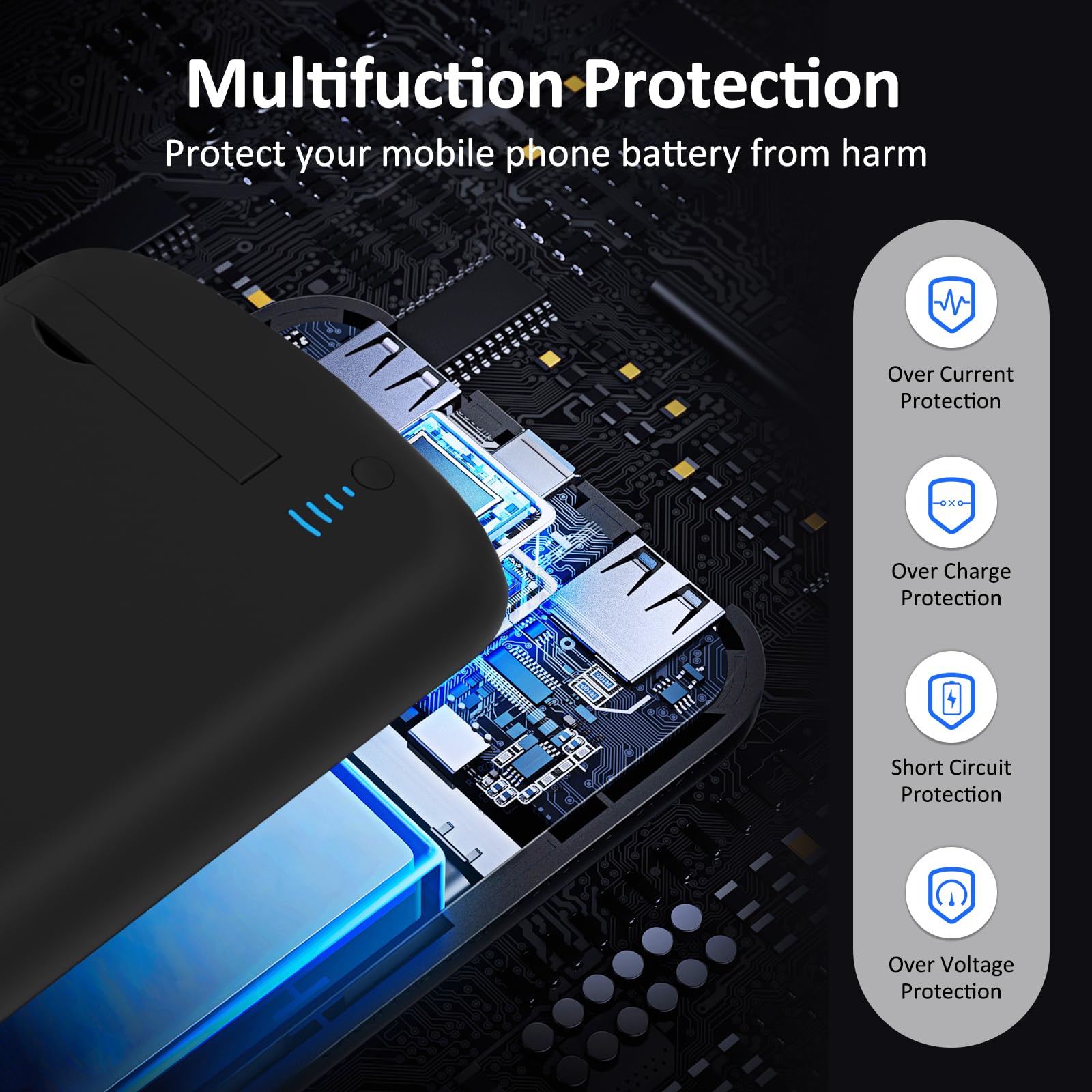 Custodia con Batteria per iPhone X/XS (5,8‘’), Custodia di Ricarica Sottile Ricaricabile da 8500 mAh con Supporto Batteria di Riserva Portatile Protettiva per iPhone X/XS - Nero