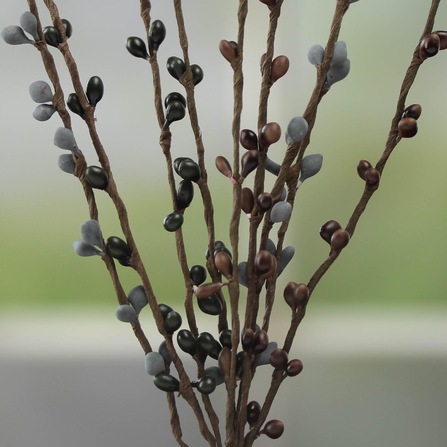 Factory Direct Craft Pack of 12 Soft Grey and Mallard Green Pip Berry Stems Year Round Rose Rustic Berries, Farmhouse Home Decor for Table Arrangements and Centerpiece Decorations (12 H)