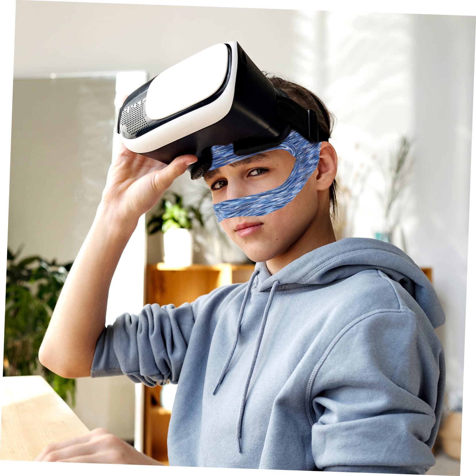 DOITOOL 4 Piezas Gafas De Realidad Virtual Cubierta Facial VR Accesorios Faciales Cubierta De Ojo para VR Banda De Sudor Transpirable VR 3D Absorber El Sudor Poliéster