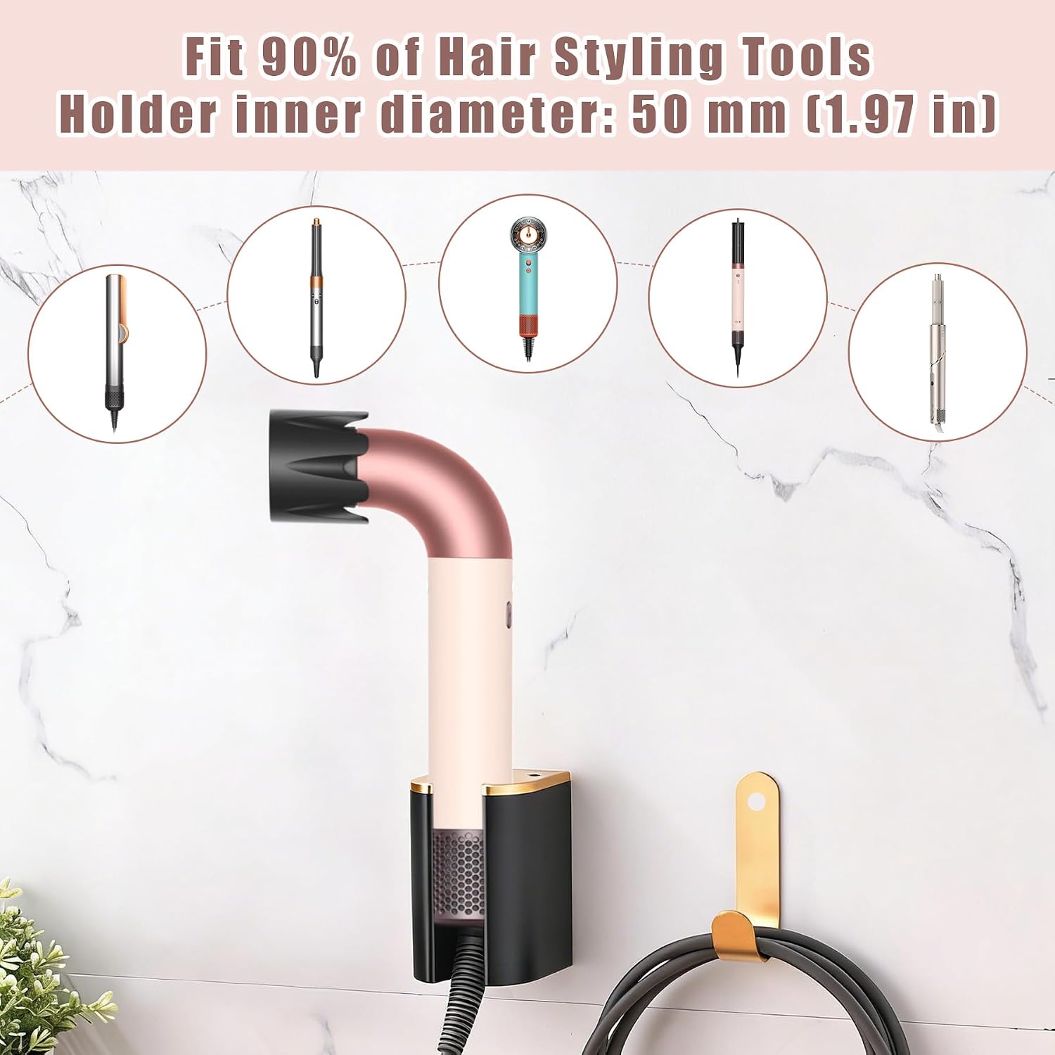 Affogato Hair Dryer Stand Holder Compatible with Supersonic r, Wall Mount Hair Dryer Organizer, Aluminum Blow Dryer Storage for Bathroom