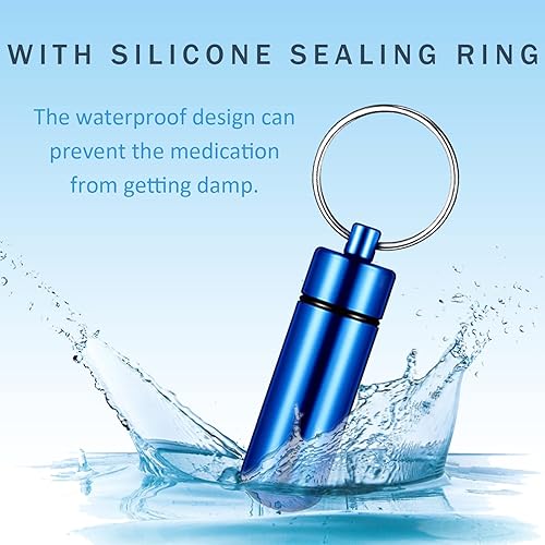 Miniatura 3 de Paquete de 5 mini frascos de metal impermeables de aluminio para medicamentos, pastillero portátil para primeros auxilios, contenedor de píldoras