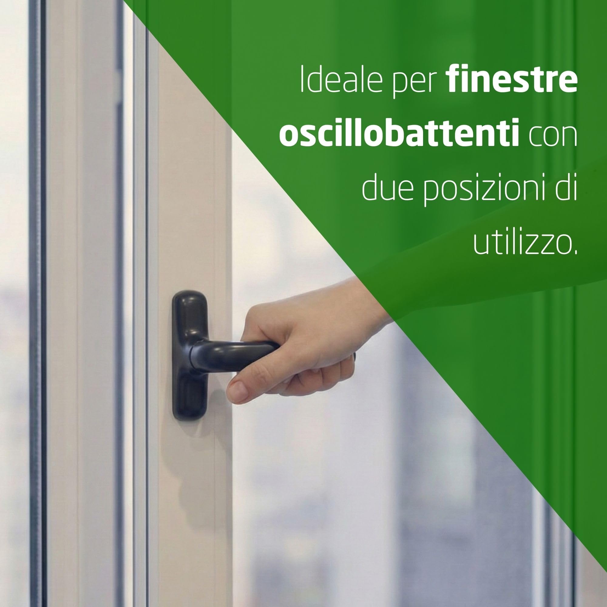 Amig - Maniglia per finestra - Serratura oscillante - Alluminio e PVC - Colore Nero - Avvitato nascosto - Dimensioni: 180 x 35 mm - Altezza: 64 mm - Senza quadrato