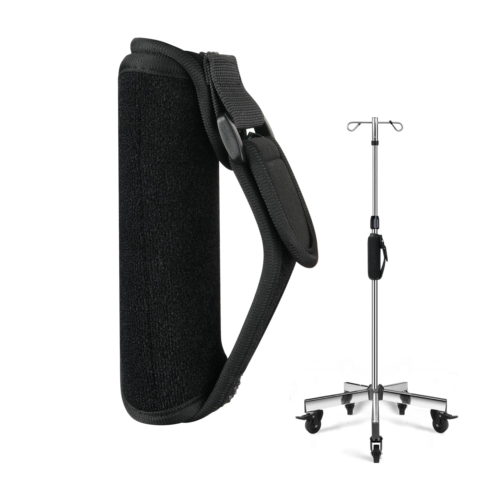 Beautyflier Universal IV Poles Stand Grip Holder Strap for Move, Removable Handle for IV Pole, Adjustable Height for Home Care (IV Pole Not Included)