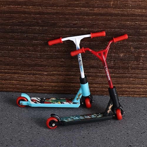Miniatura 2 de 2 piezas de patinete de dedo mini juguetes de dos ruedas, mini scooters accesorios para tablero de dedos, pequeño scooter de trucos para recuerdos