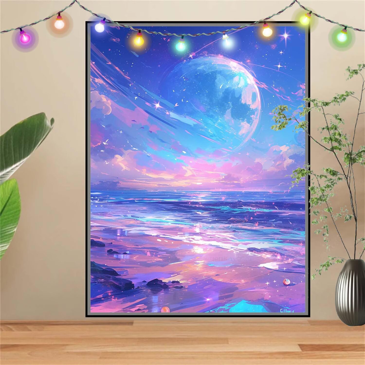 Kit 5D DIY Pintura de Diamante Cielo Estrellado,Mar,Punto de Cruz Diamond Painting para Niños y Adultos,Cuadro de Diamantes con Rhinestones para Decoración Hogar,Pintar con Diamantes 80x107cm E3847