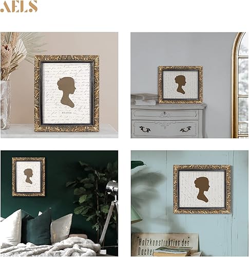 Miniatura 4 de AELS Marco de fotos vintage de 8 x 10 pulgadas, elegantes marcos de fotos antiguos con parte frontal de cristal, pantalla de fotos, colgar en la