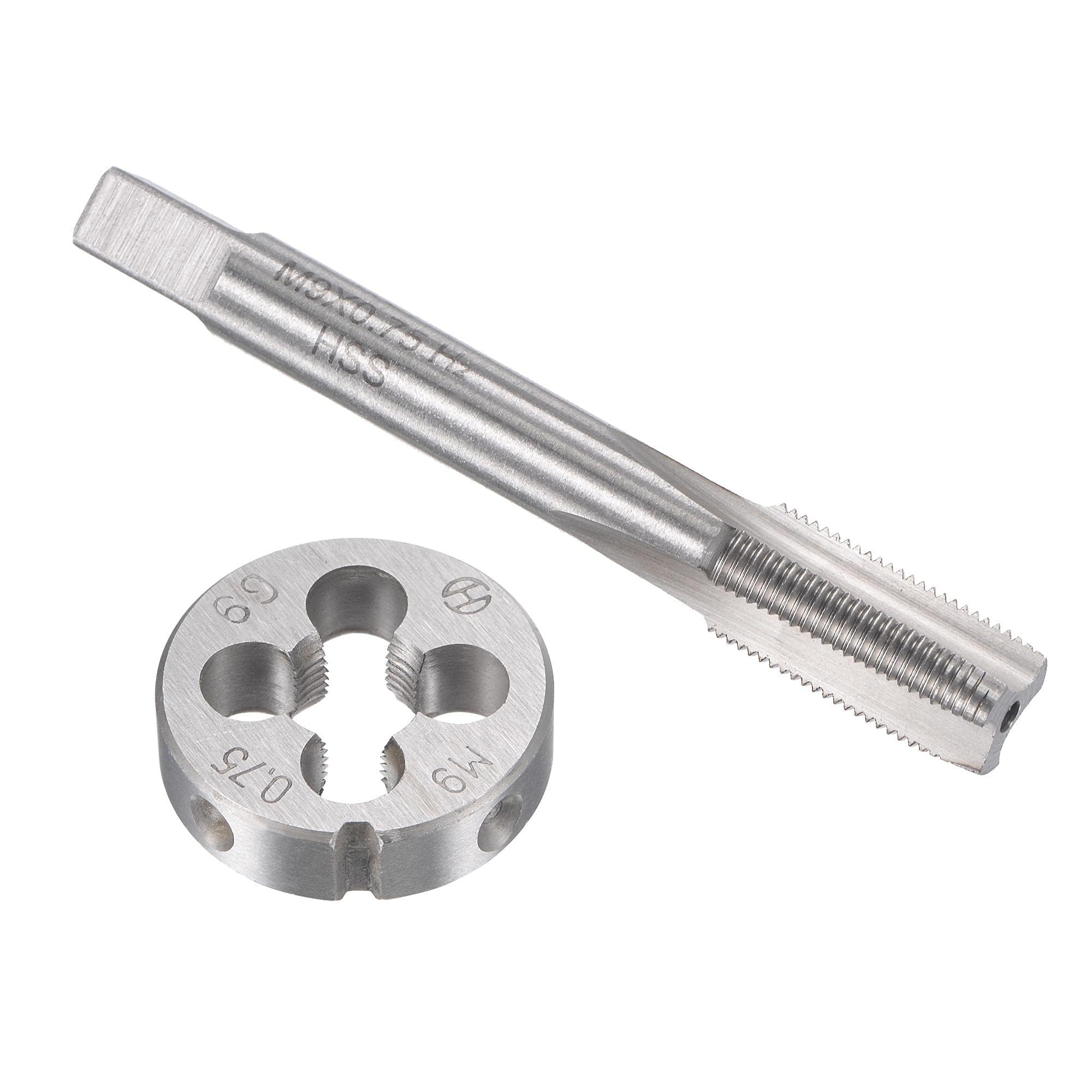 TOP-VIGOR M9 x 0.75mm Metric Tap and Die Set, Machine Thread Screw Tap with Round Threading Die