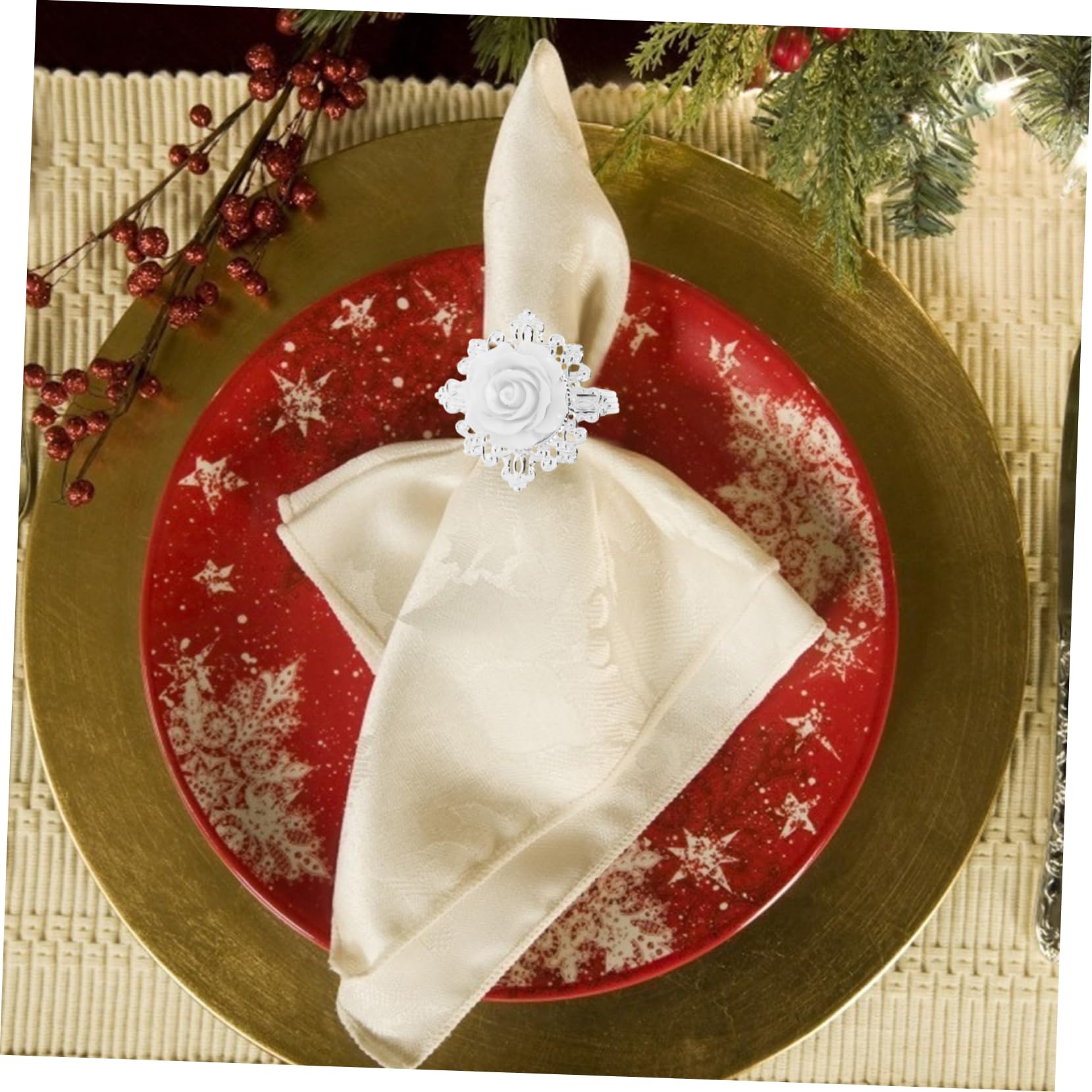 POPETPOP 24stücke Weiß Napkin Ringe Aus Zinklegierung Kreative Serviettenhalter Für Hochzeiten Feste Dinnerpartys Und Mehr