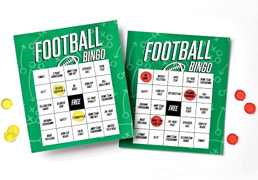 Fun Ready Set Football Bingo Game 1 Set - Includes Bingo Cards & Marker Chips - Perfect for Sports Events, Themed Parties, Birthdays & More