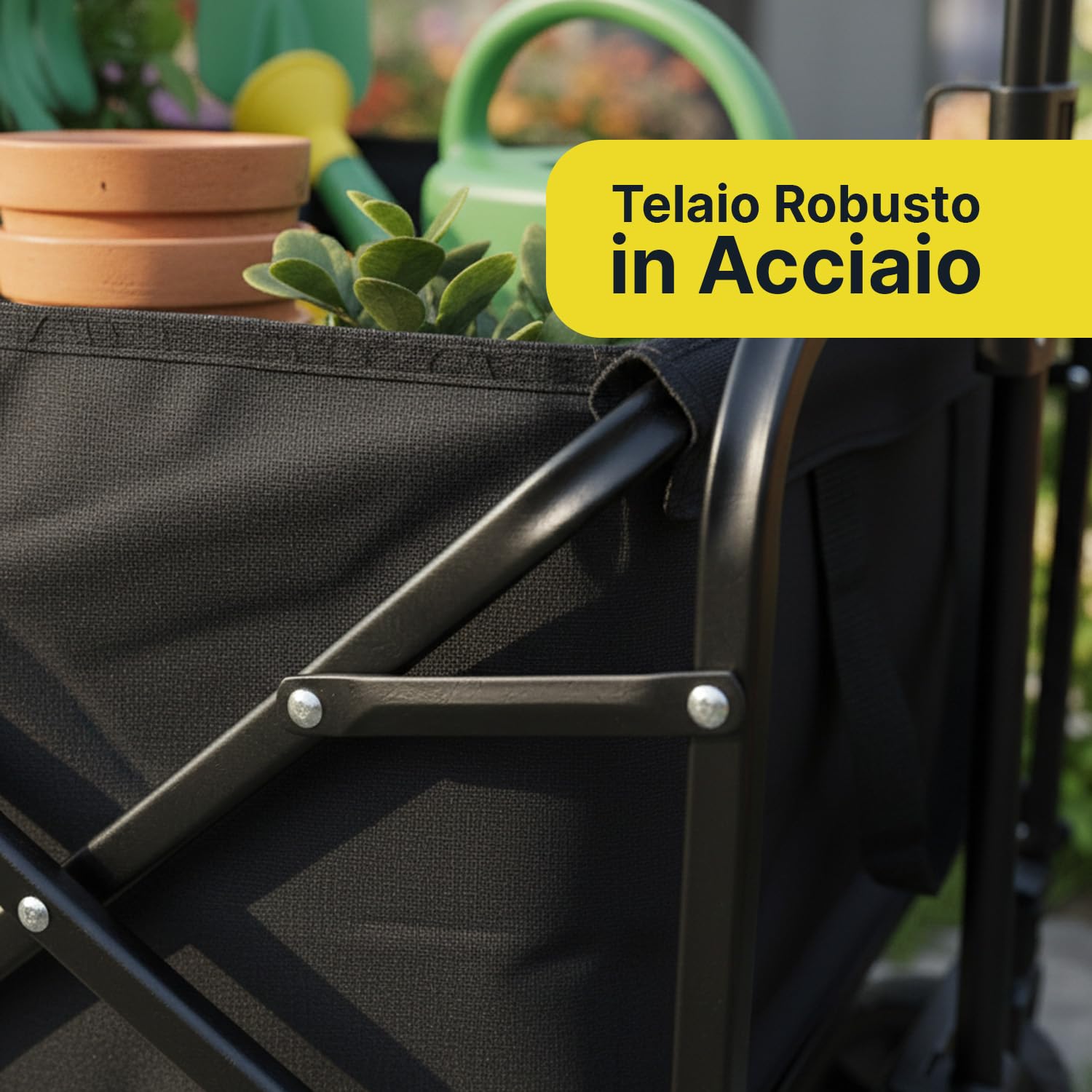 Avilia - Carrello con Ruote Portatutto Pieghevole 72x47x60/85 cm in Acciaio Antracite, Portata 90 kg, Richiudibile Salvaspazio per Spesa, Spiaggia, Campeggio e Giardino