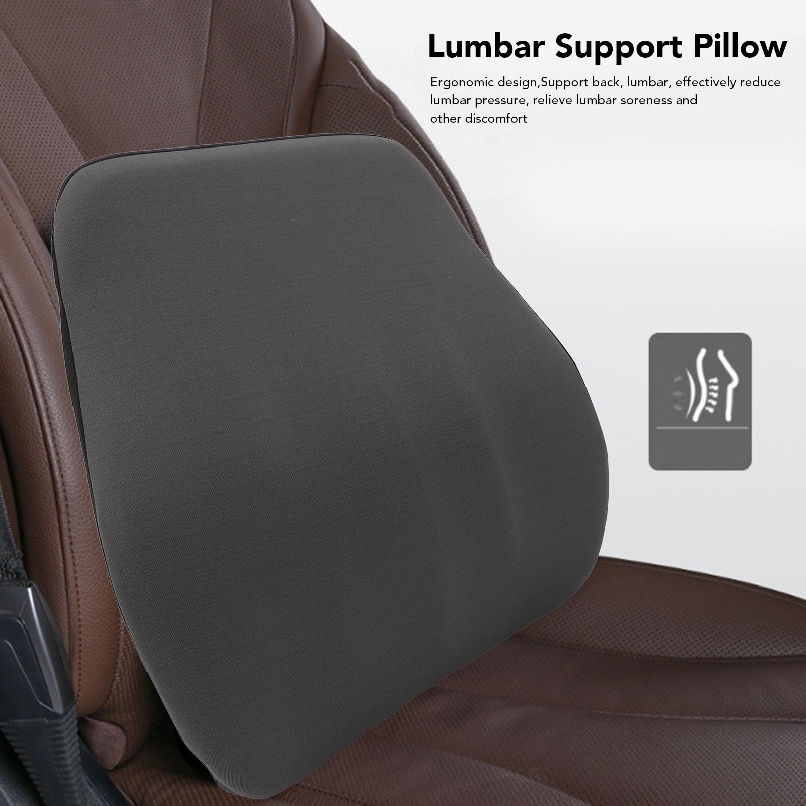Cuifati Almohada de Apoyo Lumbar, Almohada Lumbar de Espuma Viscoelástica para Silla de Oficina, Asiento de Coche y Silla de Ruedas, Cojín de Respaldo de Coche para Conducir, Respaldo de