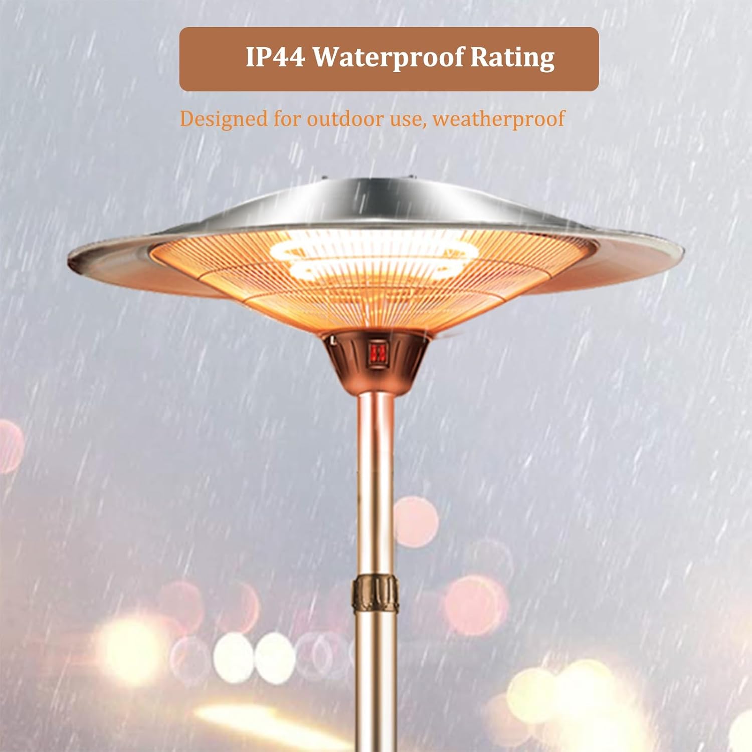 Portable Standing Heater,Outdoor Patio Heater with Base,Tip-Over Protection,Adjustable Height,Quiet and Waterproof,Space Heater Garage,Camping,Hiking,Picnics