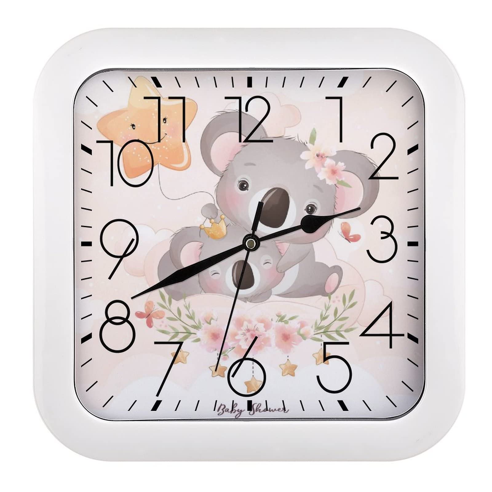 Horloge murale paresseux mignon à grands chiffres lisibles de loin