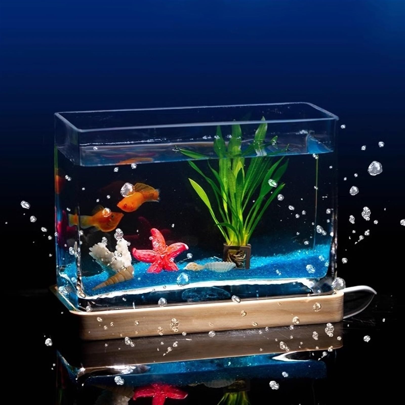 Acuario Acuario de Cristal for Sala de Estar, pequeño, Rectangular, Mini Acuario for el hogar, Acuario de Escritorio, Creativo, pez Luchador, Acuario de Peces Pecera