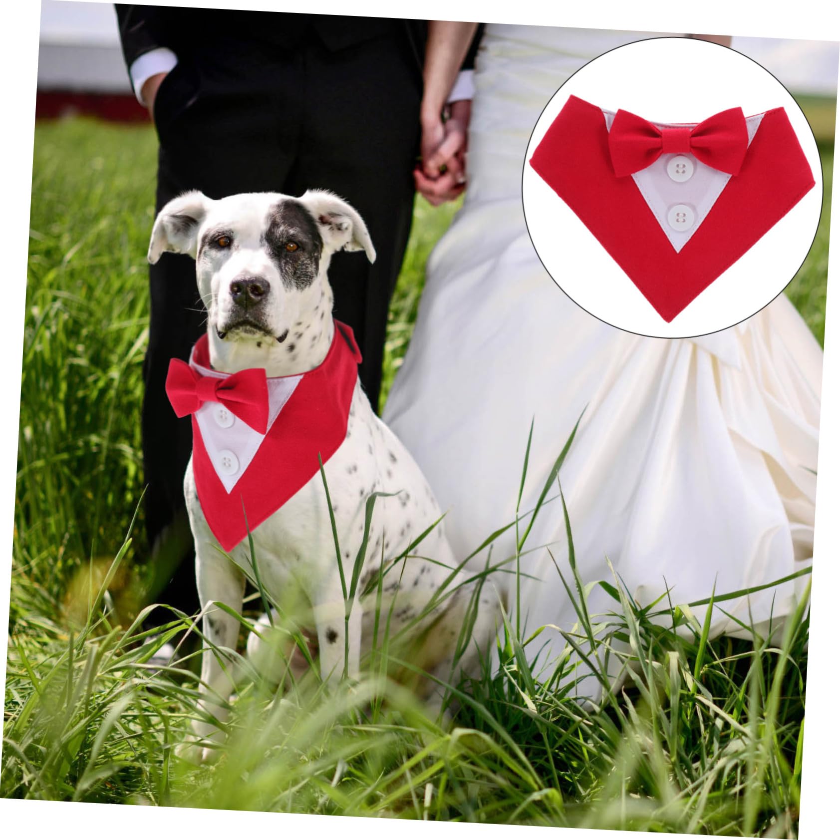 VICASKY 4 Pièces Bandana Chien Mariage avec Nœud Foulard Élégant pour Fête et Cosplay pour Chiot et Chat XS Rouge Accessoire Costume Cérémonie