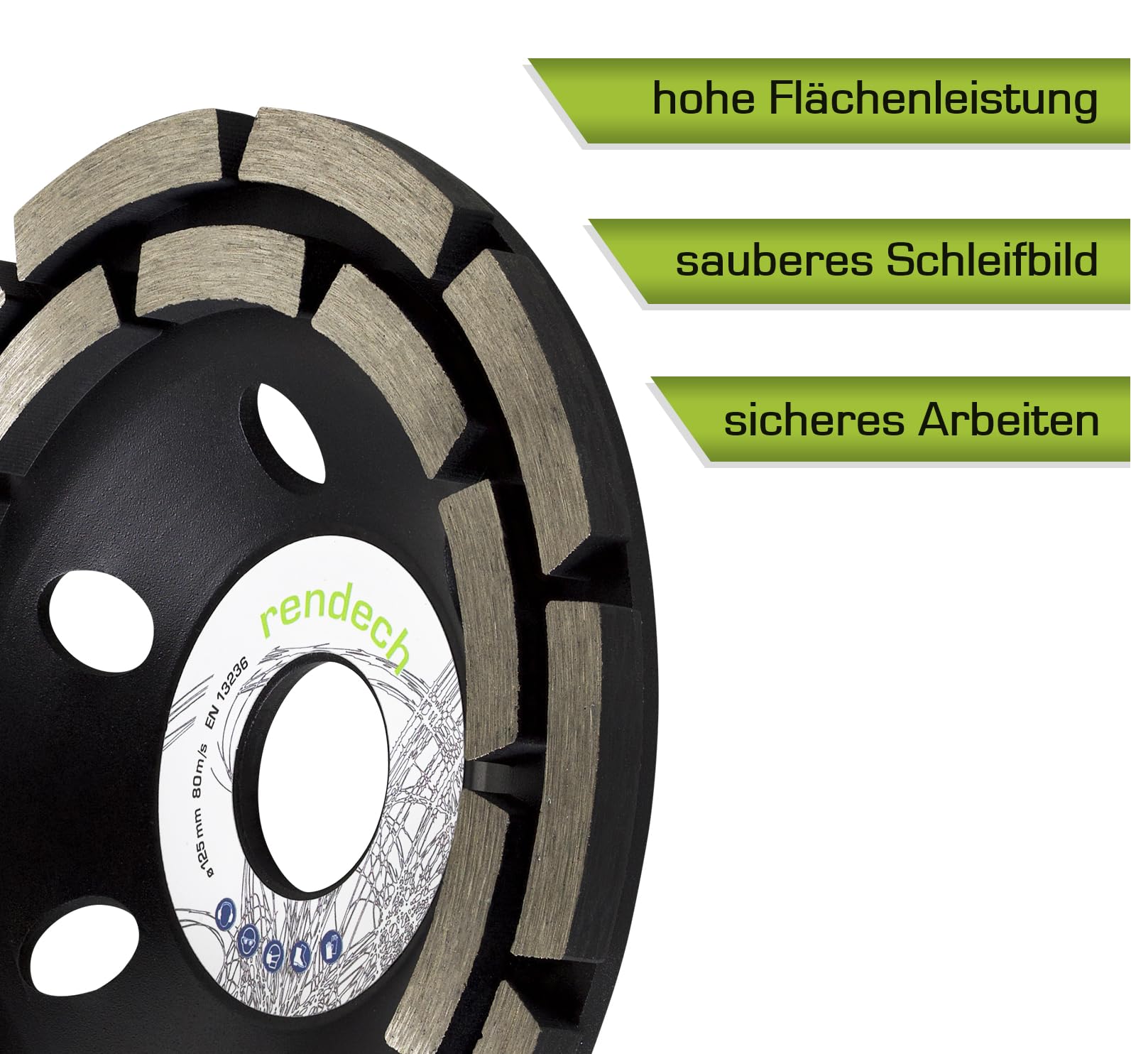 Profi Diamant Schleiftopf 125 mm für Beton, Stein, Fliesenkleber uvm. - Diamantschleiftopf 125mm für Winkelschleifer | rendech®
