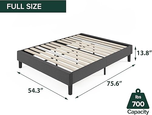 Miniatura 2 de Zinus Curtis - Base de cama tapizada con plataforma, base de colchón, soporte de listones de madera, no necesita somier, embalaje ecológico