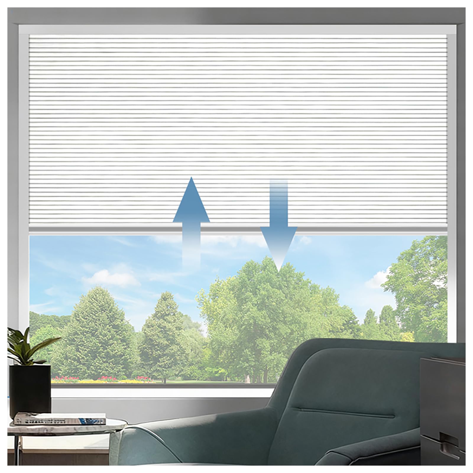 Tipiace White Customizable Size Full Blackout Cellular Shades, Top Down Bottom Up Honeycomb Shades, Light Blocking Avoid Heat Thermal Insulation Blinds For Windows ( 93021A)