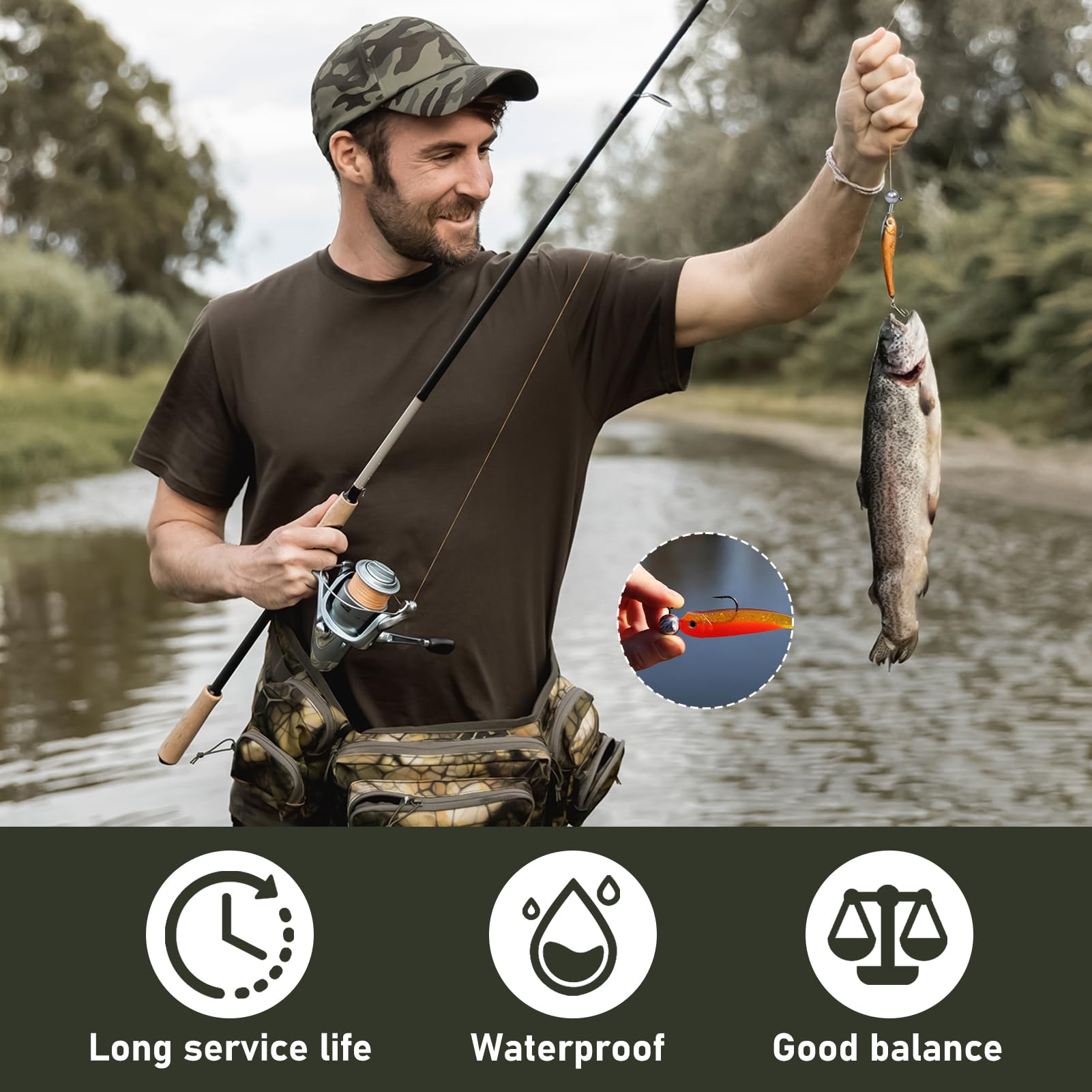 24 Piezas Cabezas Plomadas Pesca, Kit Jig Head 3,5g 5g 7g 10g 14g, Anzuelos Púas Alta Resistencia en Acero al Carbono, Anzuelo para Cebo Suave con Caja Almacenamiento para Pesca en Agua Dulce Salada