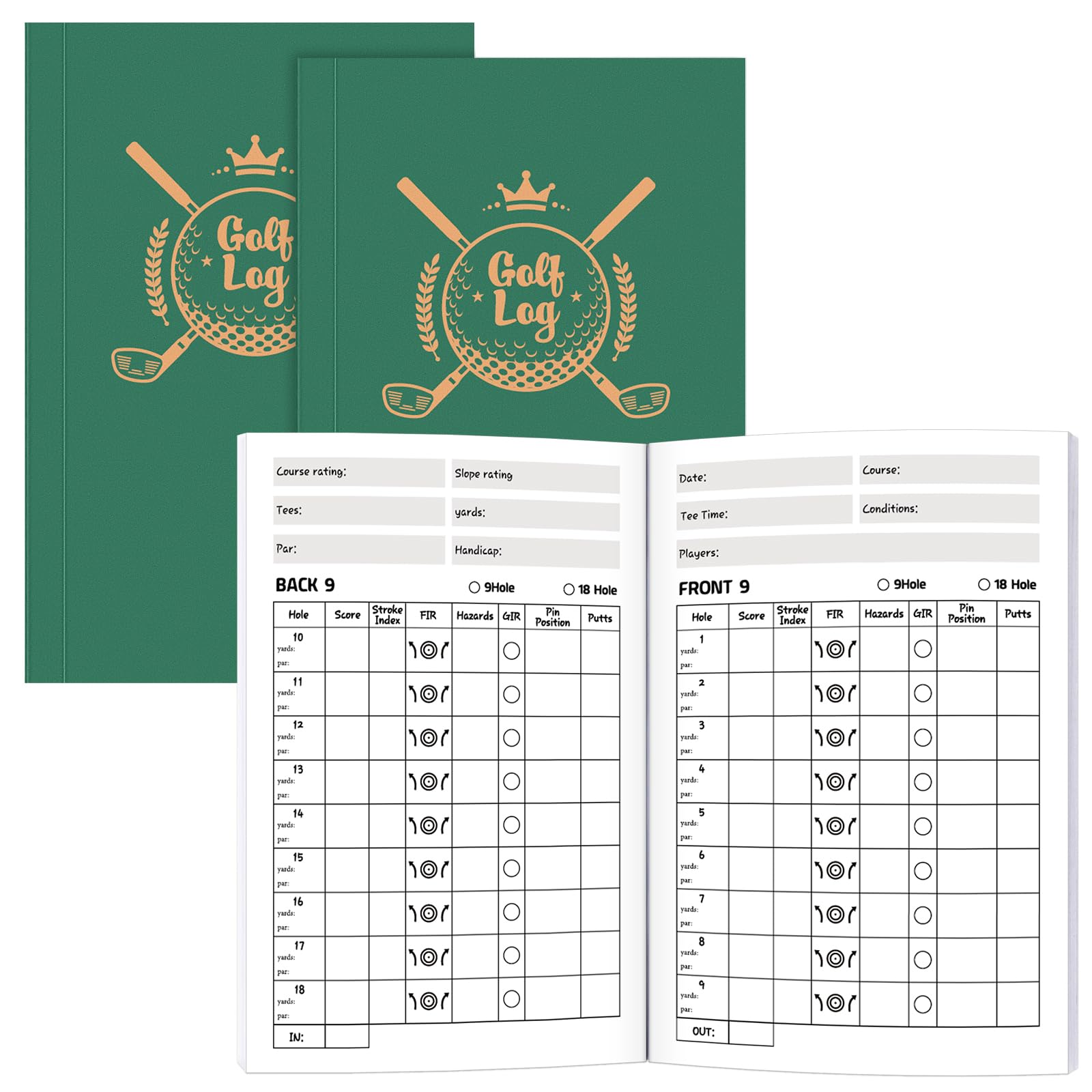 Glenmal 2 Pcs Golf Scorecard Notebook Pocket Yardage Book 50 Pages Notepad Log Book Journal Notebook for Sports and Outdoor Golfing Playing Golf Club Accessories Men Women