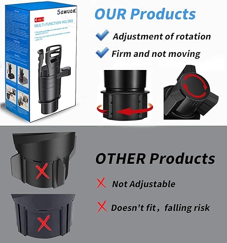 Miniatura 4 de Adaptador de expansor de bebidas multifunción 4 en 1, expansor multiuso para portavasos de automóvil con expansor de portavasos solar ajustable para